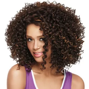 14Inch Brown Hair Synthetic Short Curly Bangs Wig