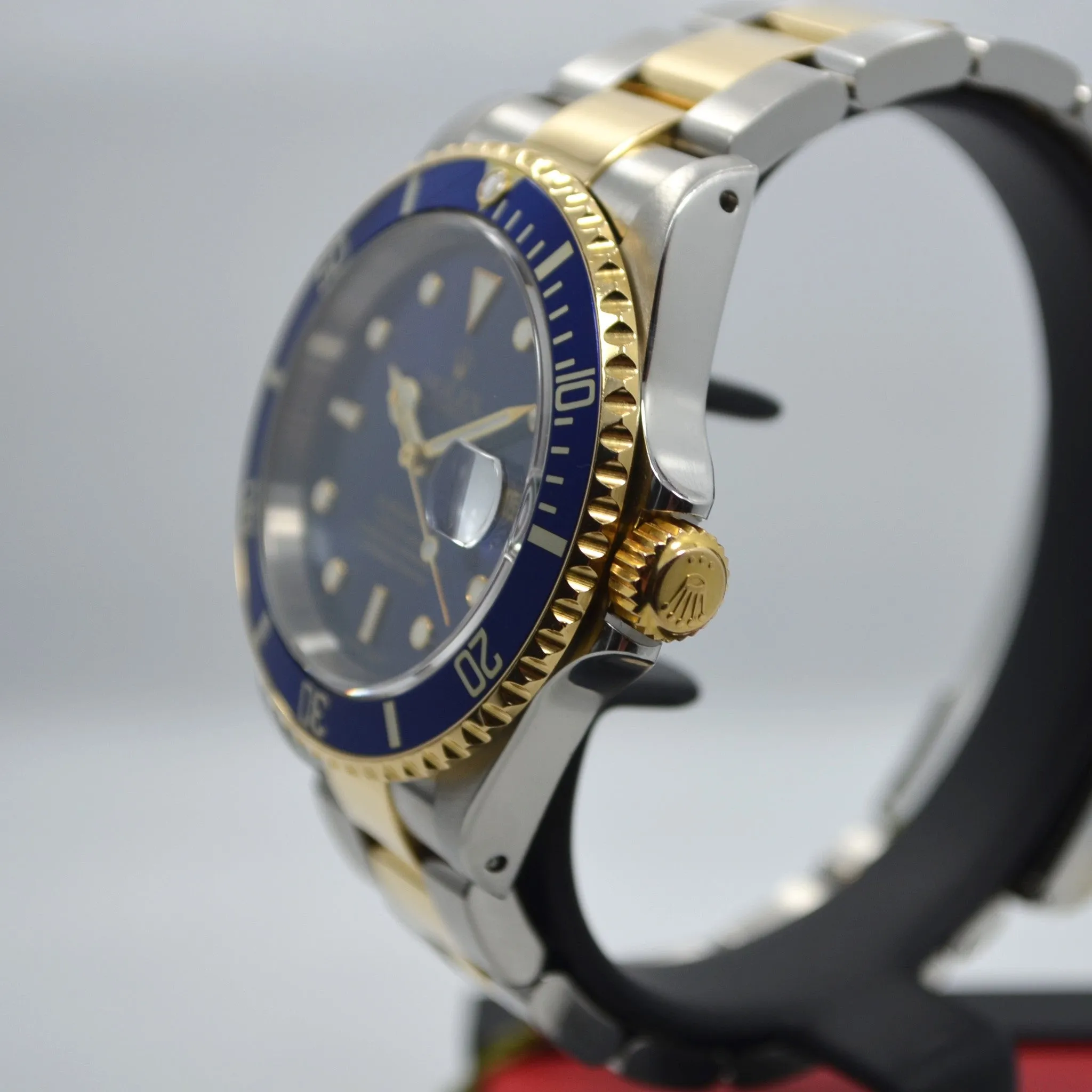 2002 Rolex Submariner 16613 Steel 18K Gold Blue "Y" Serial Box Papers Watch