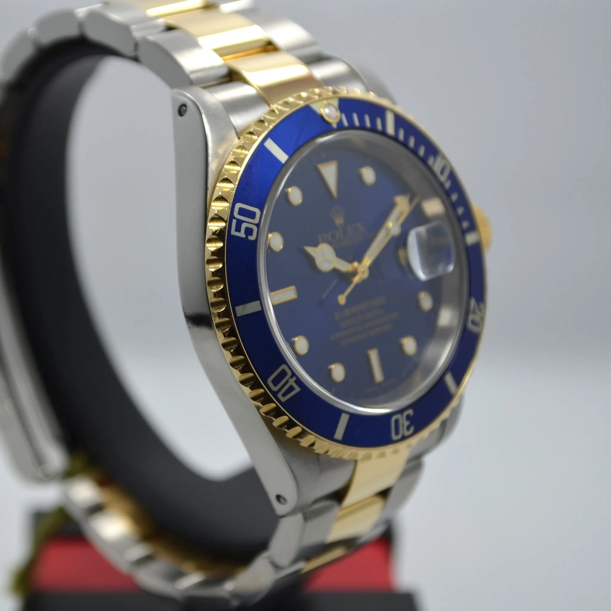 2002 Rolex Submariner 16613 Steel 18K Gold Blue "Y" Serial Box Papers Watch