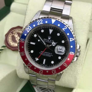 2005 Rolex GMT MASTER II 16710 Pepsi Stainless Steel 2005 Wristwatch Box Papers