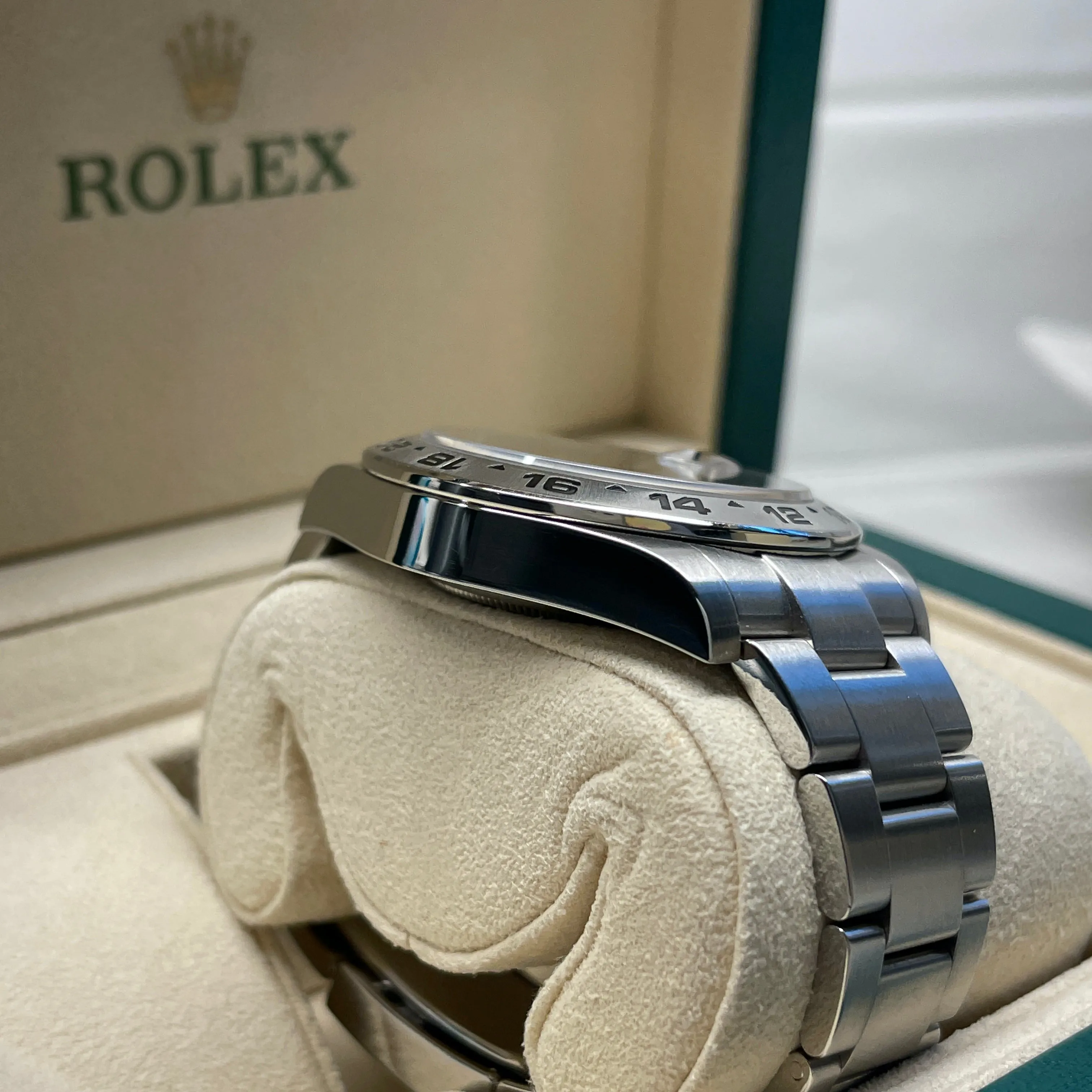 2014 Rolex Explorer II 216570 Stainless Steel GMT Oyster Black Wristwatch Box Papers