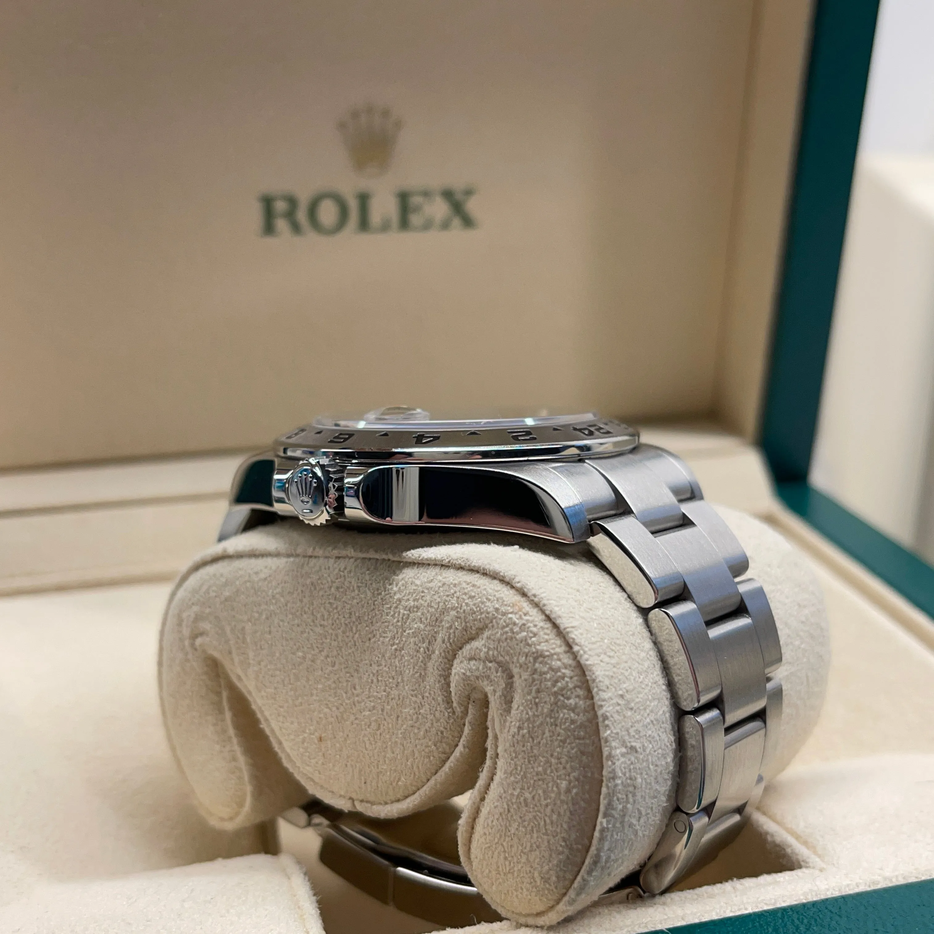 2014 Rolex Explorer II 216570 Stainless Steel GMT Oyster Black Wristwatch Box Papers