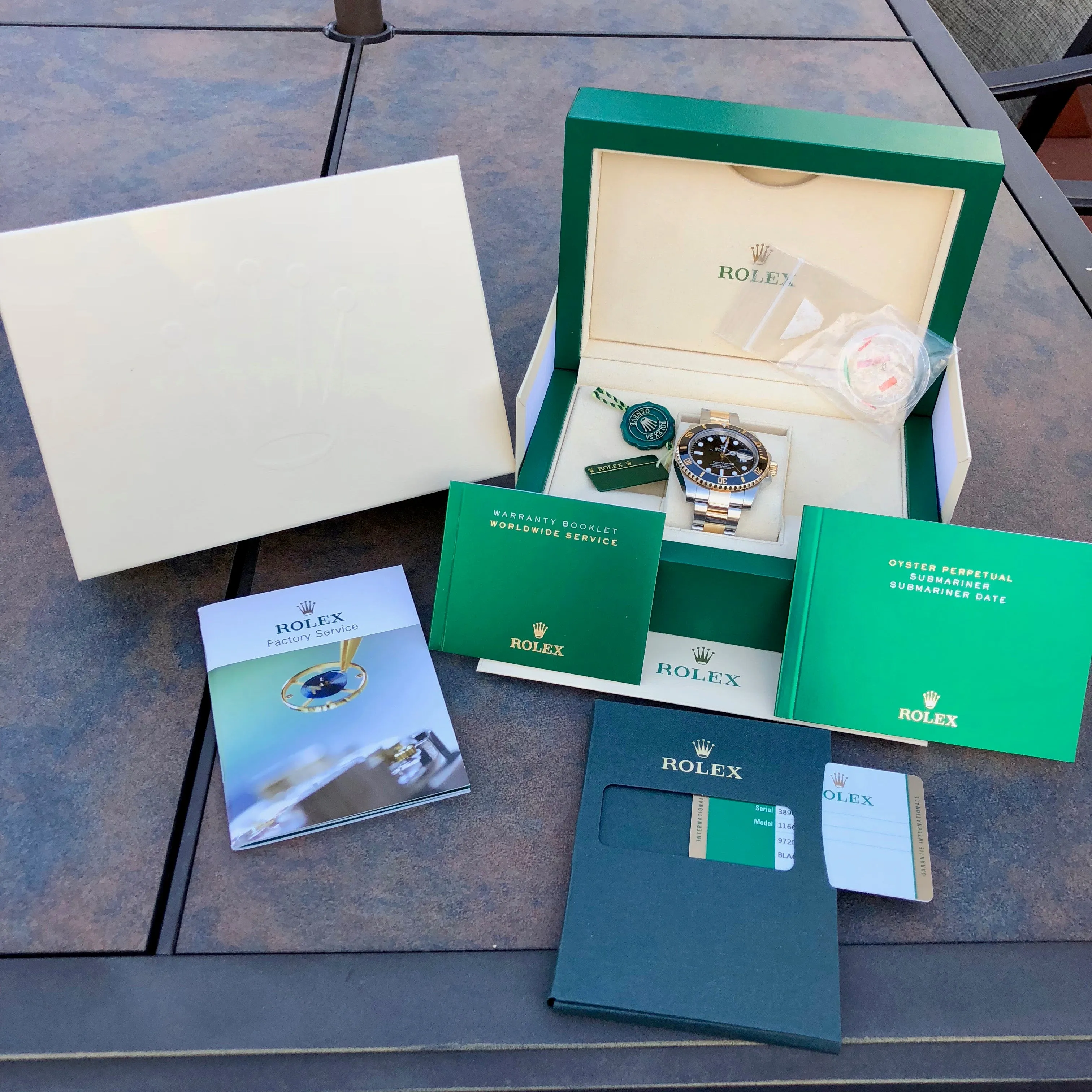 2015 Rolex Submariner 116613 LN Black Two Tone Gold Steel Automatic Ceramic Wristwatch Box Papers