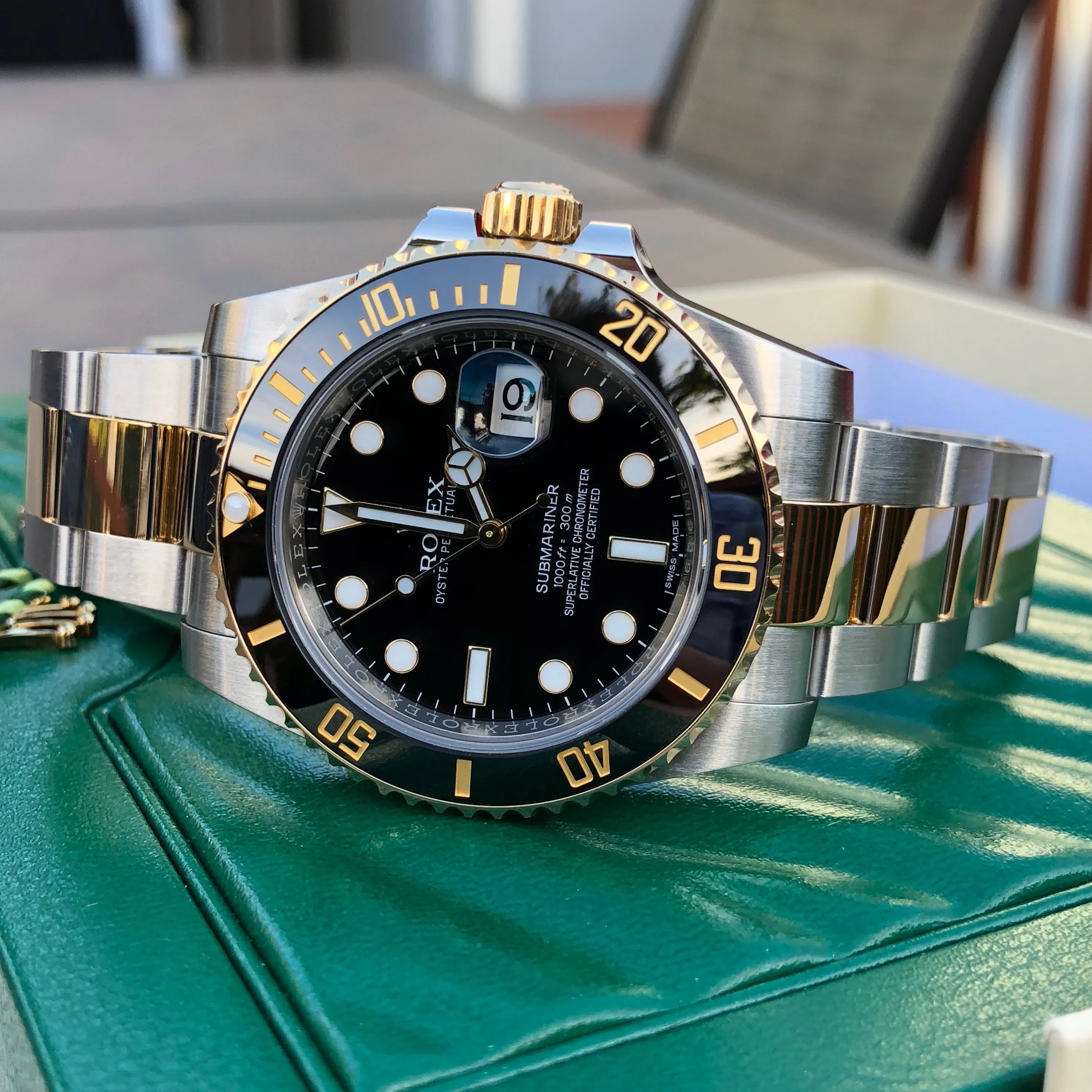 2015 Rolex Submariner 116613 LN Black Two Tone Gold Steel Automatic Ceramic Wristwatch Box Papers