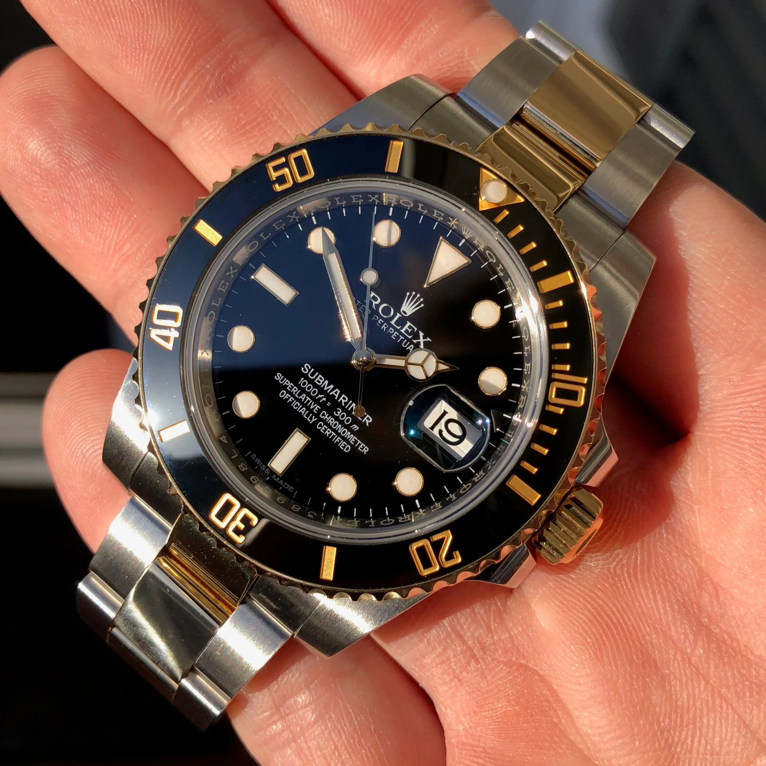 2015 Rolex Submariner 116613 LN Black Two Tone Gold Steel Automatic Ceramic Wristwatch Box Papers