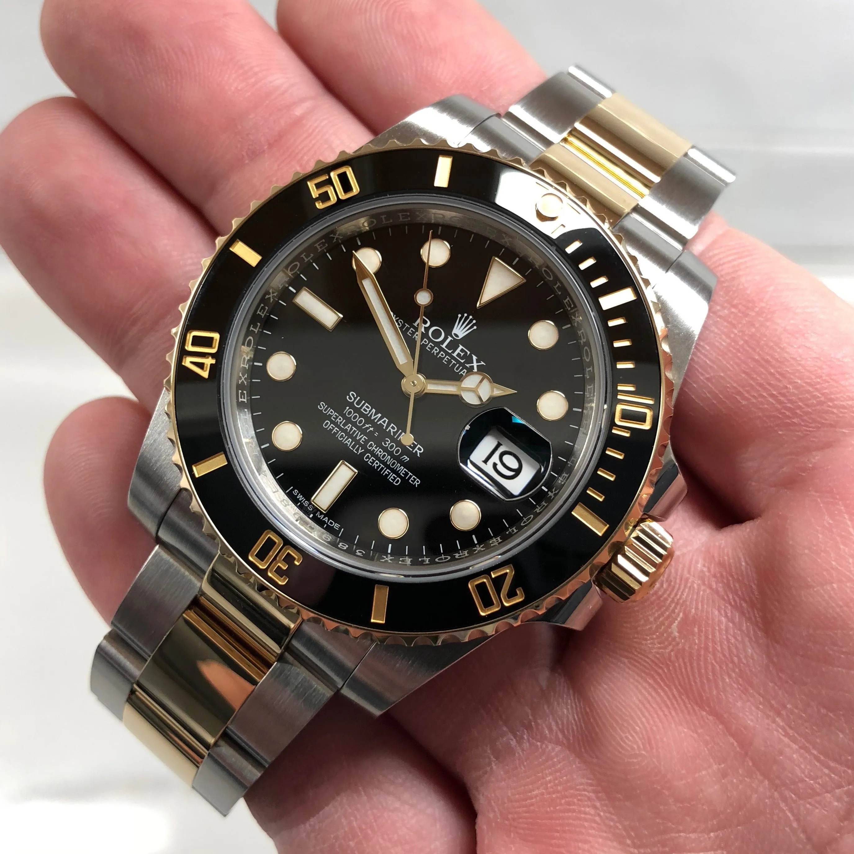 2015 Rolex Submariner 116613 LN Black Two Tone Gold Steel Automatic Ceramic Wristwatch Box Papers