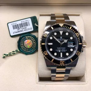 2015 Rolex Submariner 116613 LN Black Two Tone Gold Steel Automatic Ceramic Wristwatch Box Papers