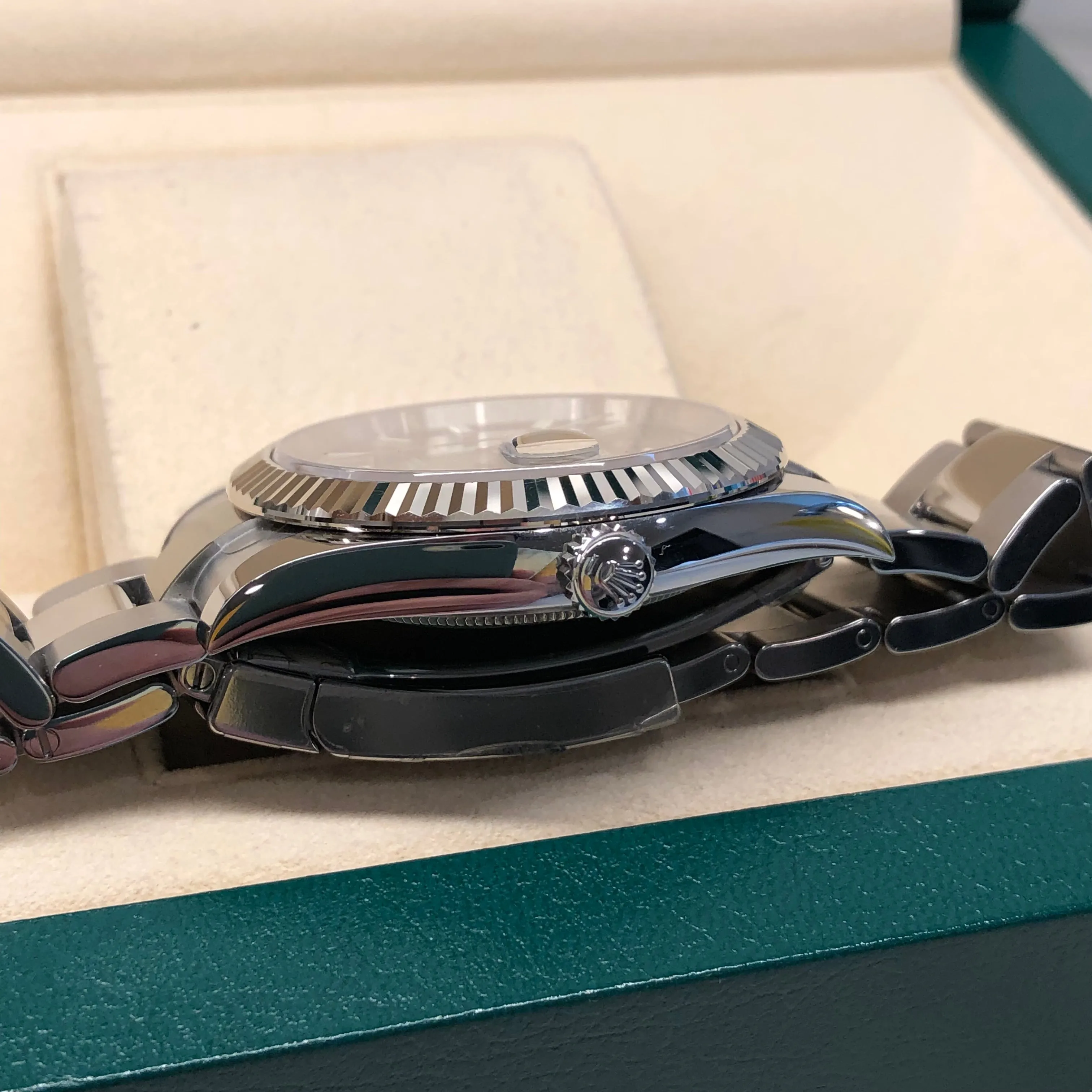 2023 Rolex Datejust 126334 Mint Green Fluted 41mm Steel Oyster Wristwatch with Box and Papers