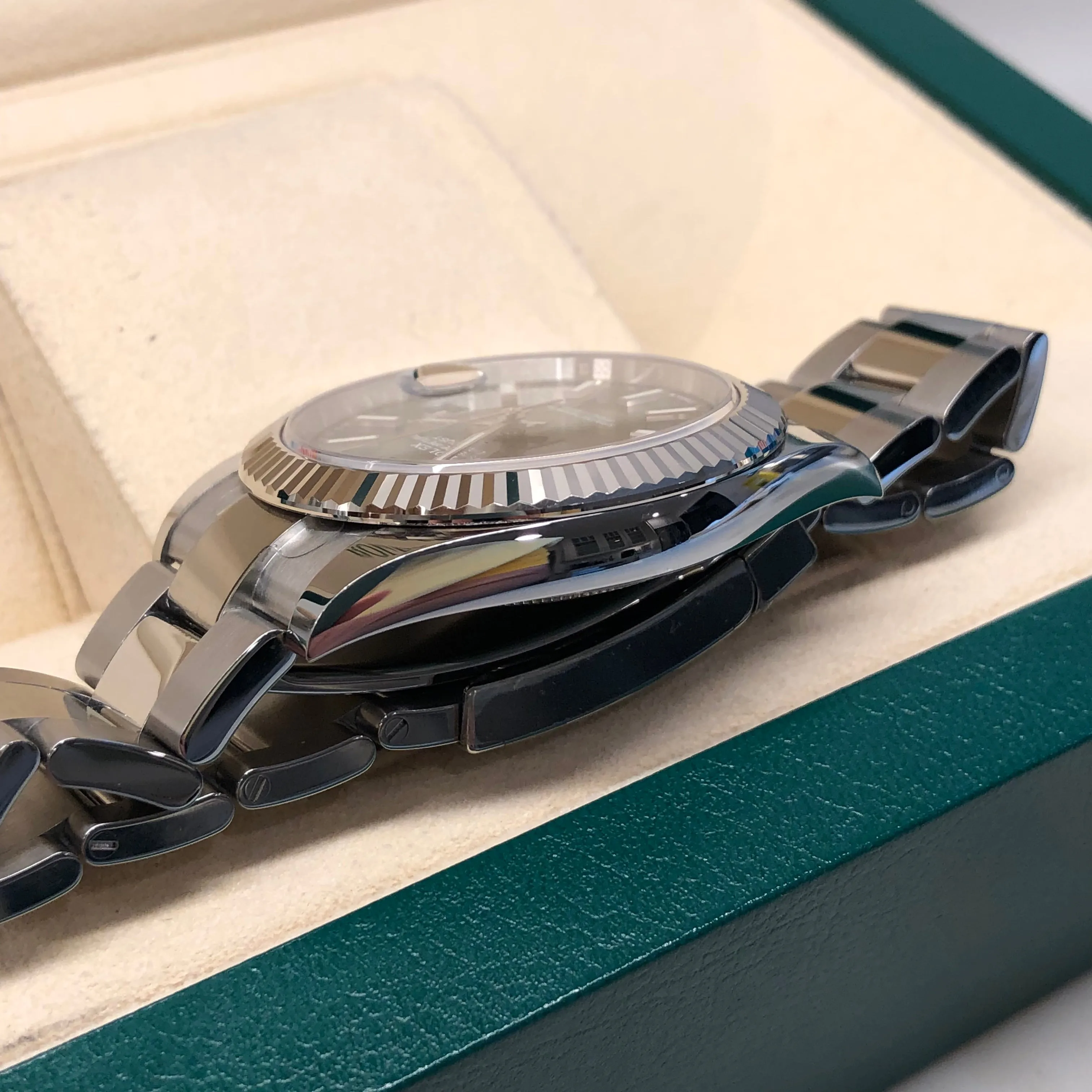 2023 Rolex Datejust 126334 Mint Green Fluted 41mm Steel Oyster Wristwatch with Box and Papers