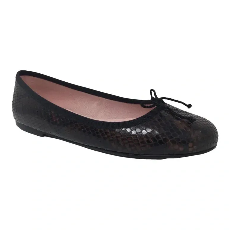 37650 - Brown Croc Leather Flats for Teen/Women by Pretty Ballerinas