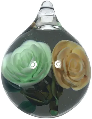 Akihiro Okama 2018 Art Glass Paperweight Lampwork Floral Pendant