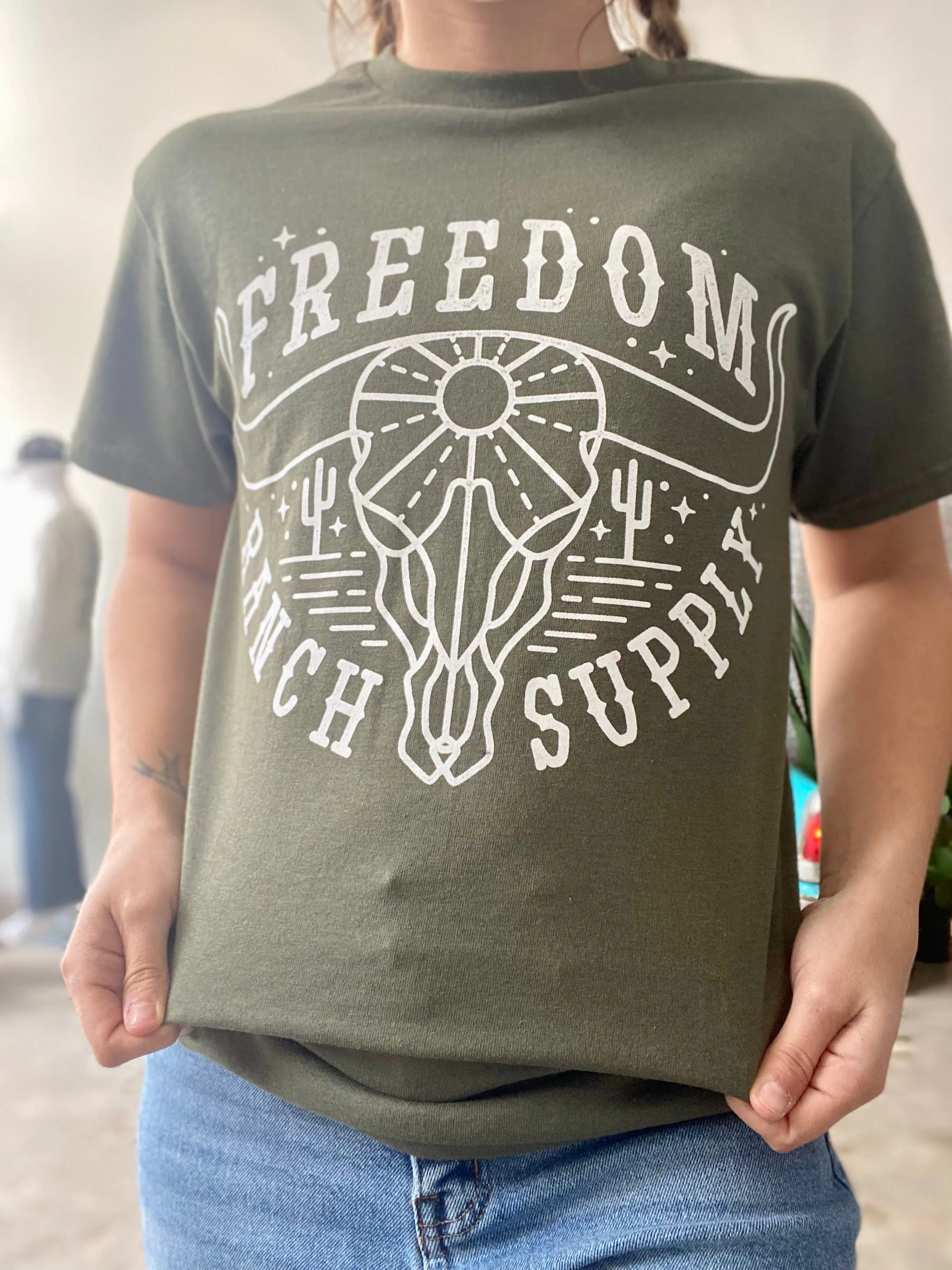 American Highway Freedom Ranch Moss Heather Graphic Tee