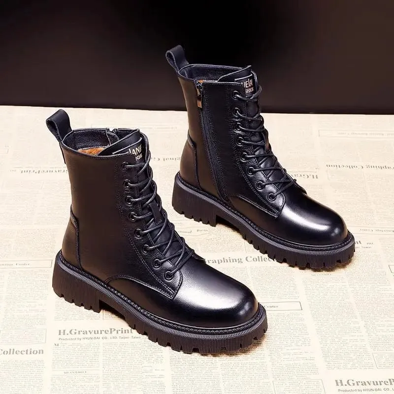 Andrea™ | Elegant Black Leather Ankle Boots