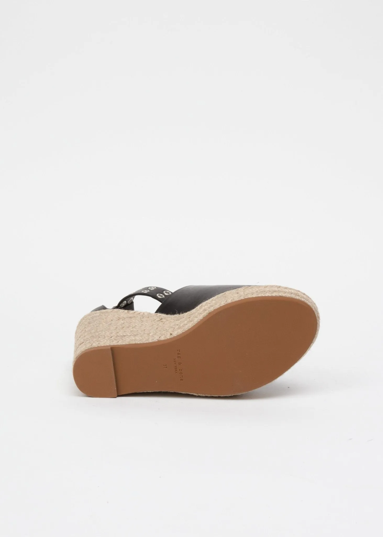 Anteros Espadrille Wedge - Leather in Black