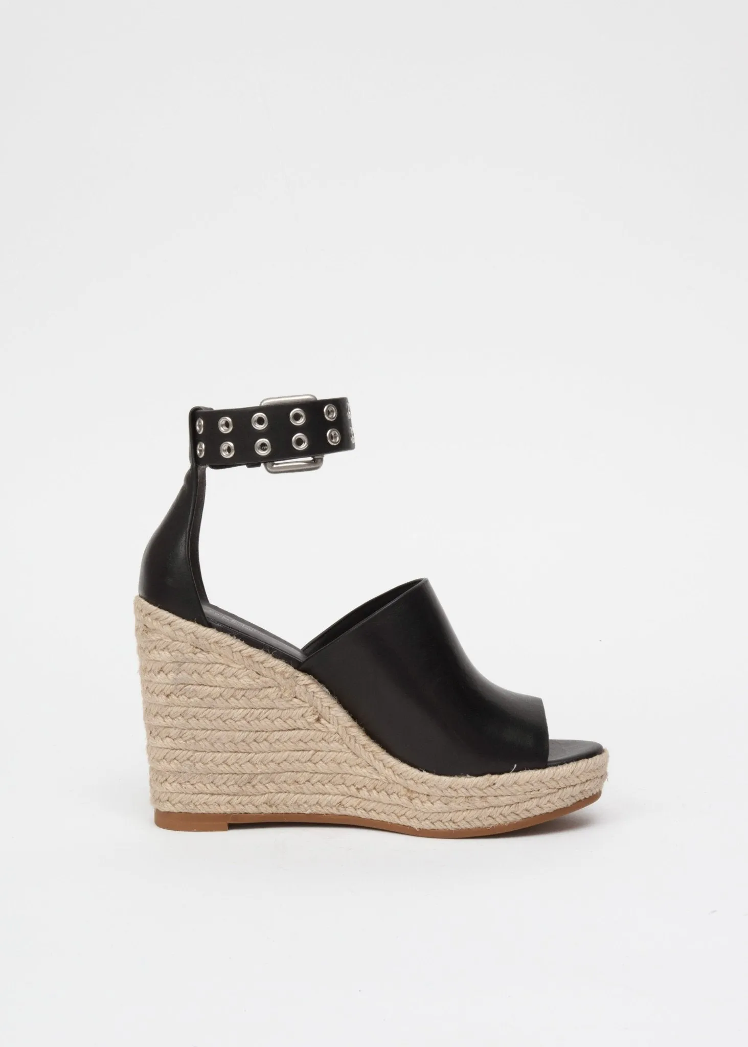 Anteros Espadrille Wedge - Leather in Black
