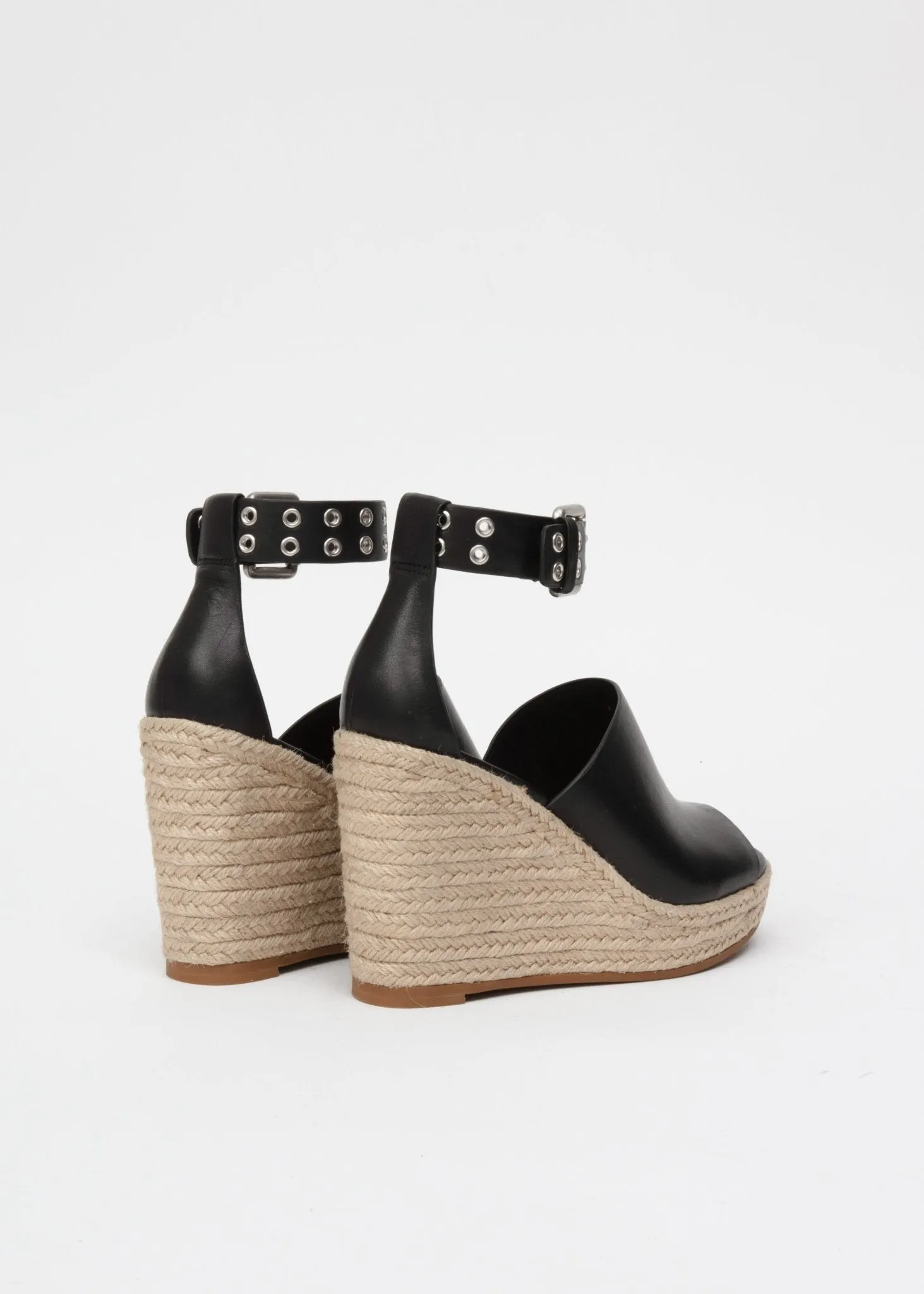 Anteros Espadrille Wedge - Leather in Black