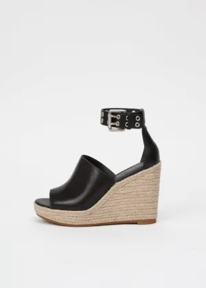 Anteros Espadrille Wedge - Leather in Black