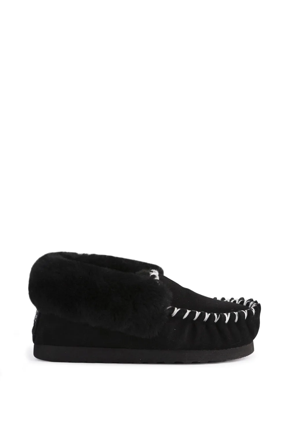 AUS WOOLI HAND STITCHED WOMENS SHEEPSKIN MOCCASIN - Black