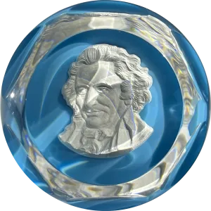 Baccarat Crystal 1976 Thomas Paine Sulphide on Opaque Blue Ground