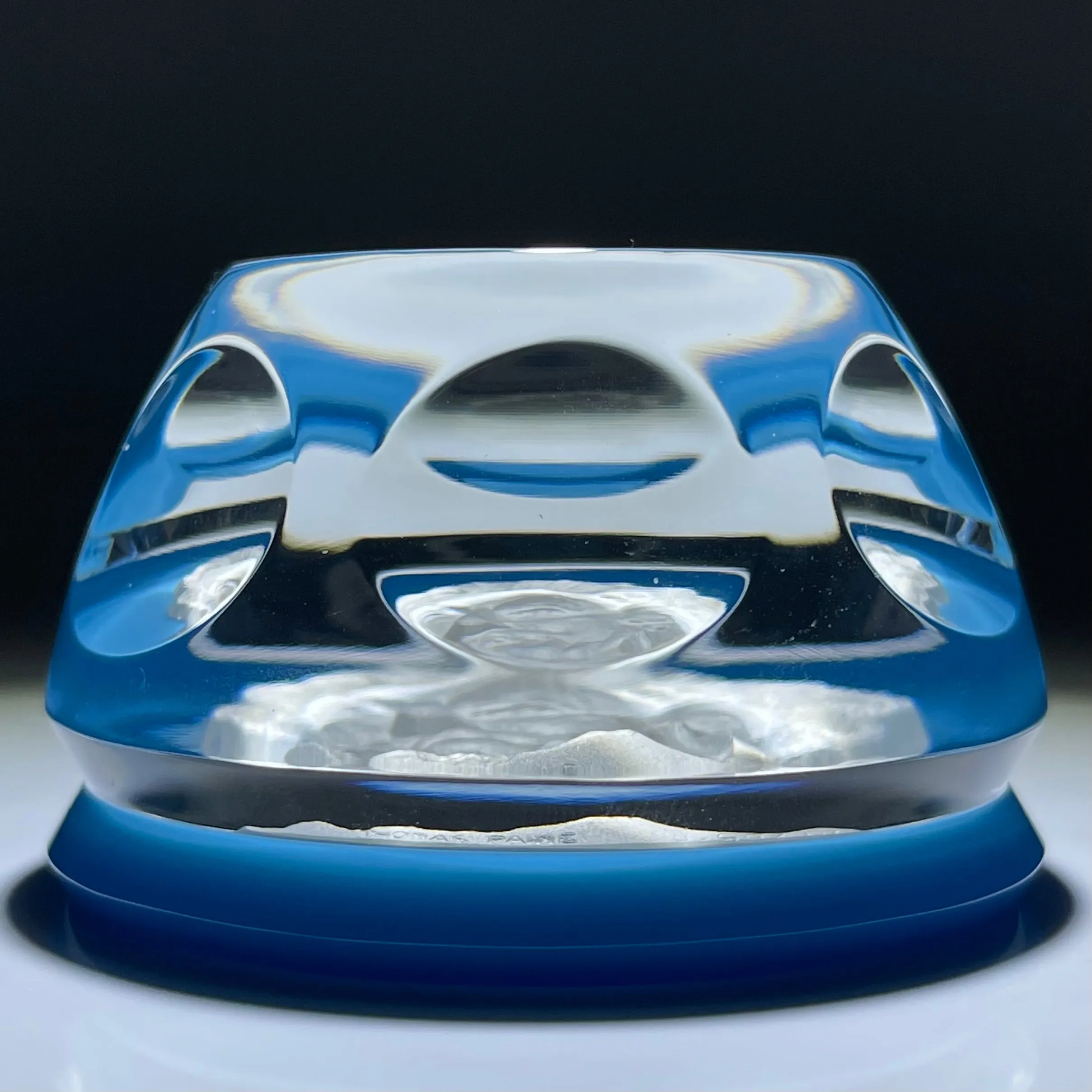 Baccarat Crystal 1976 Thomas Paine Sulphide on Opaque Blue Ground
