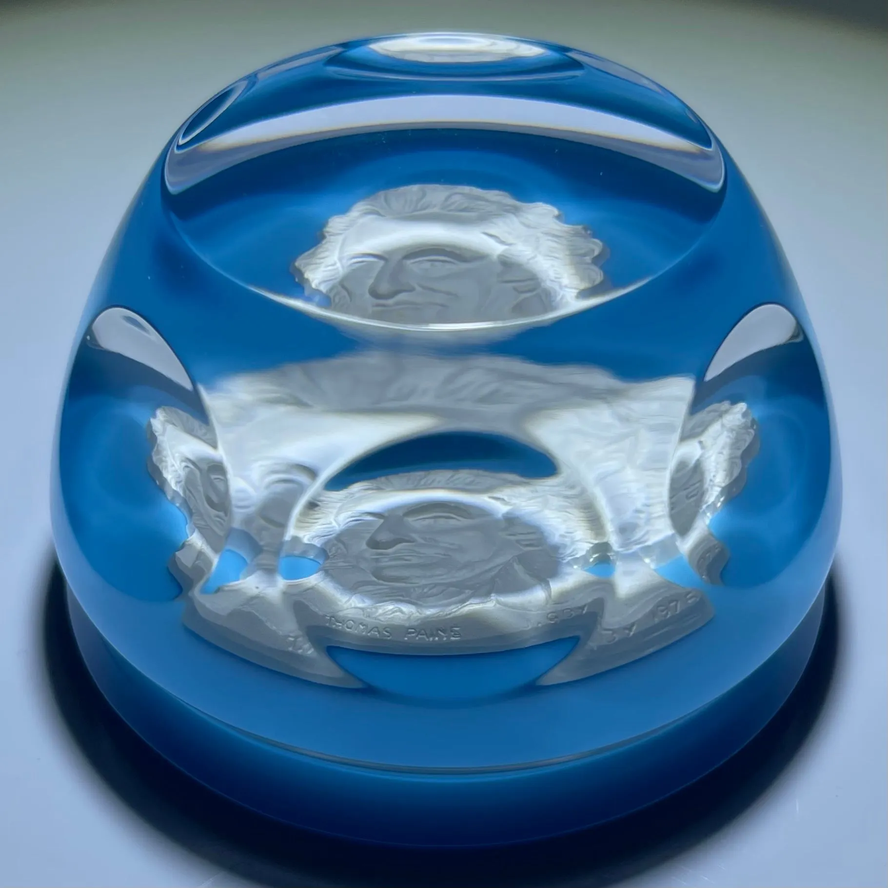 Baccarat Crystal 1976 Thomas Paine Sulphide on Opaque Blue Ground