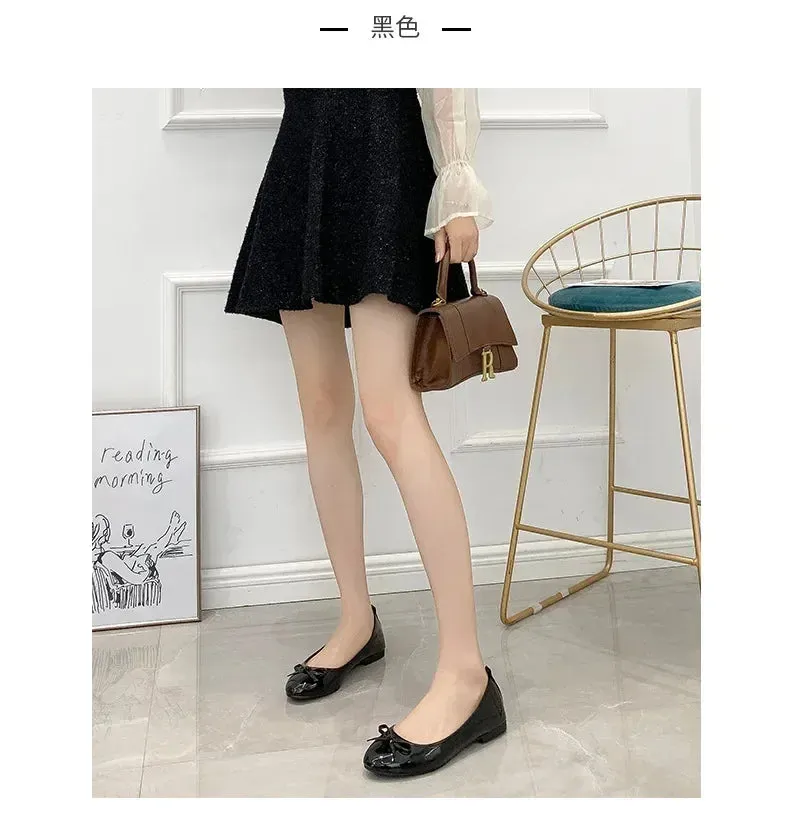 Ballet Flats Shoes Women Classics Casual Loafers Red Patent Leather Lady Fashion Design Bowknot Shoes for Woman's Spring/Autumn