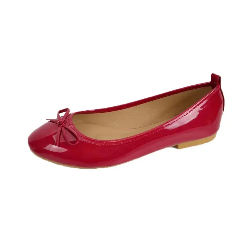 Ballet Flats Shoes Women Classics Casual Loafers Red Patent Leather Lady Fashion Design Bowknot Shoes for Woman's Spring/Autumn