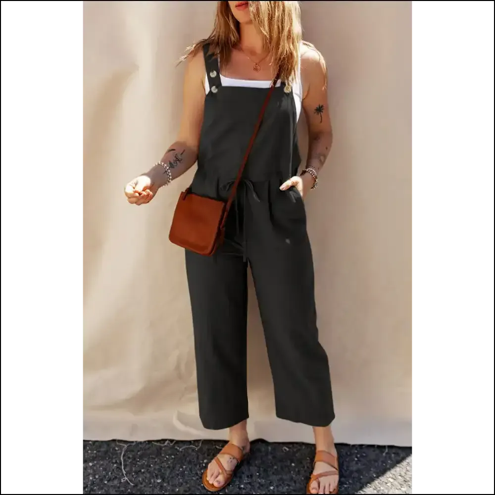 Black Drawstring Cropped Jumpsuit: Conquering the World, one Butt at a Time (needful Things) 🖤
