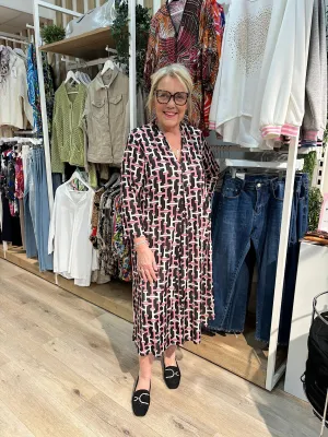 Black Link Pattern Dress Gloria