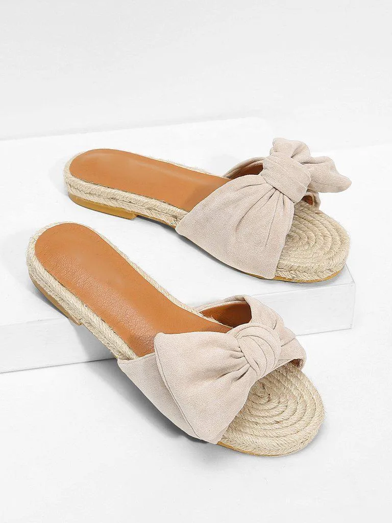 Bow Decorated Espadrille Flat Sandals