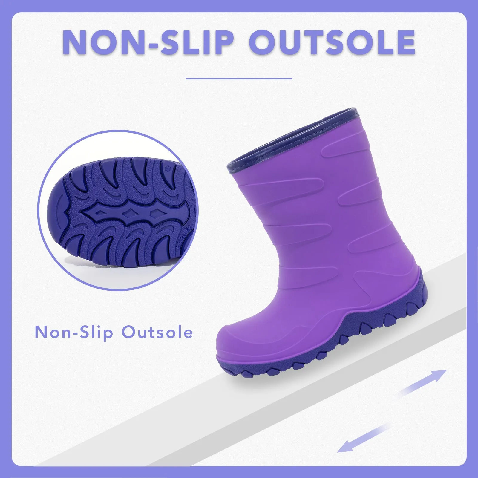 Bright Purple Girls Winter Rain Boots
