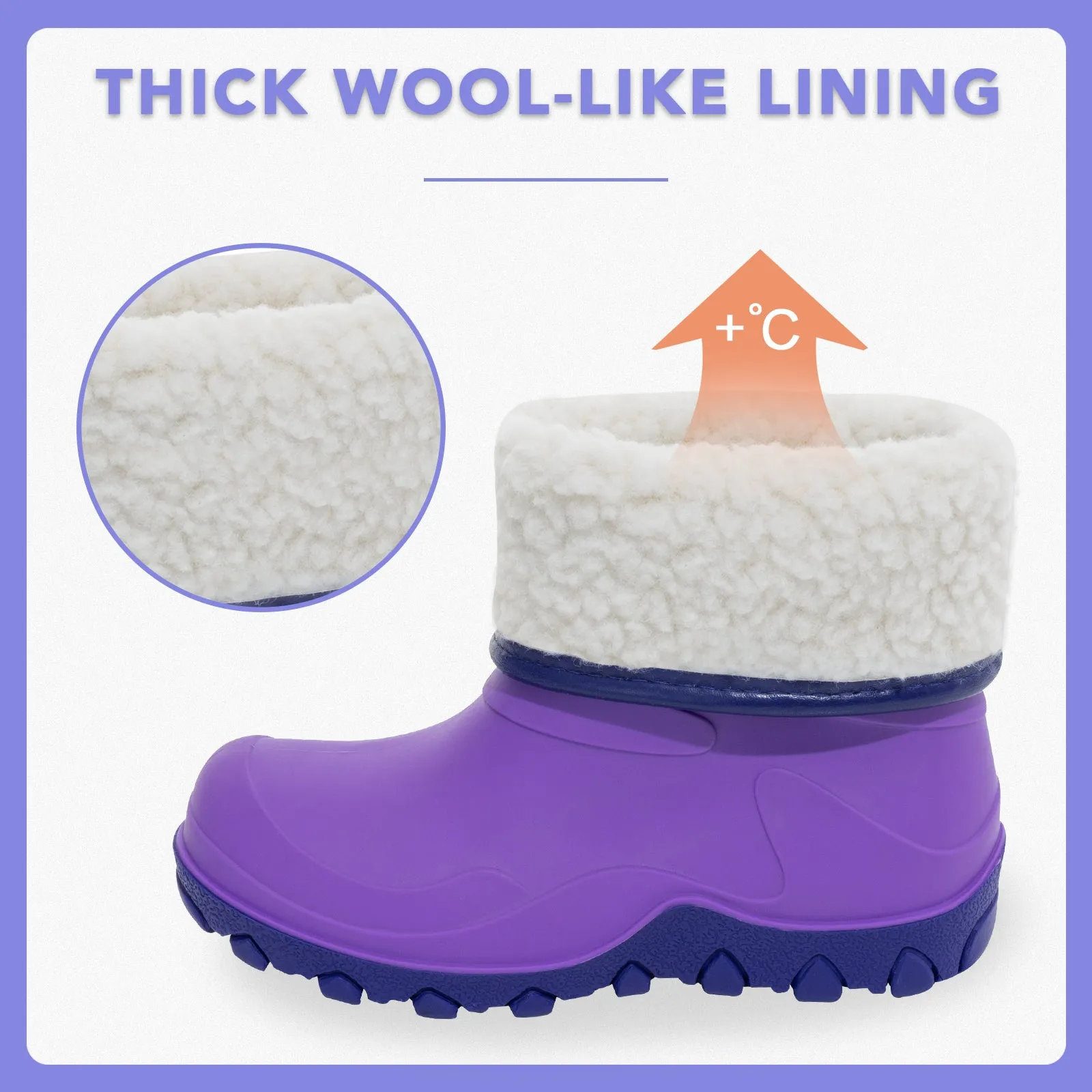 Bright Purple Girls Winter Rain Boots