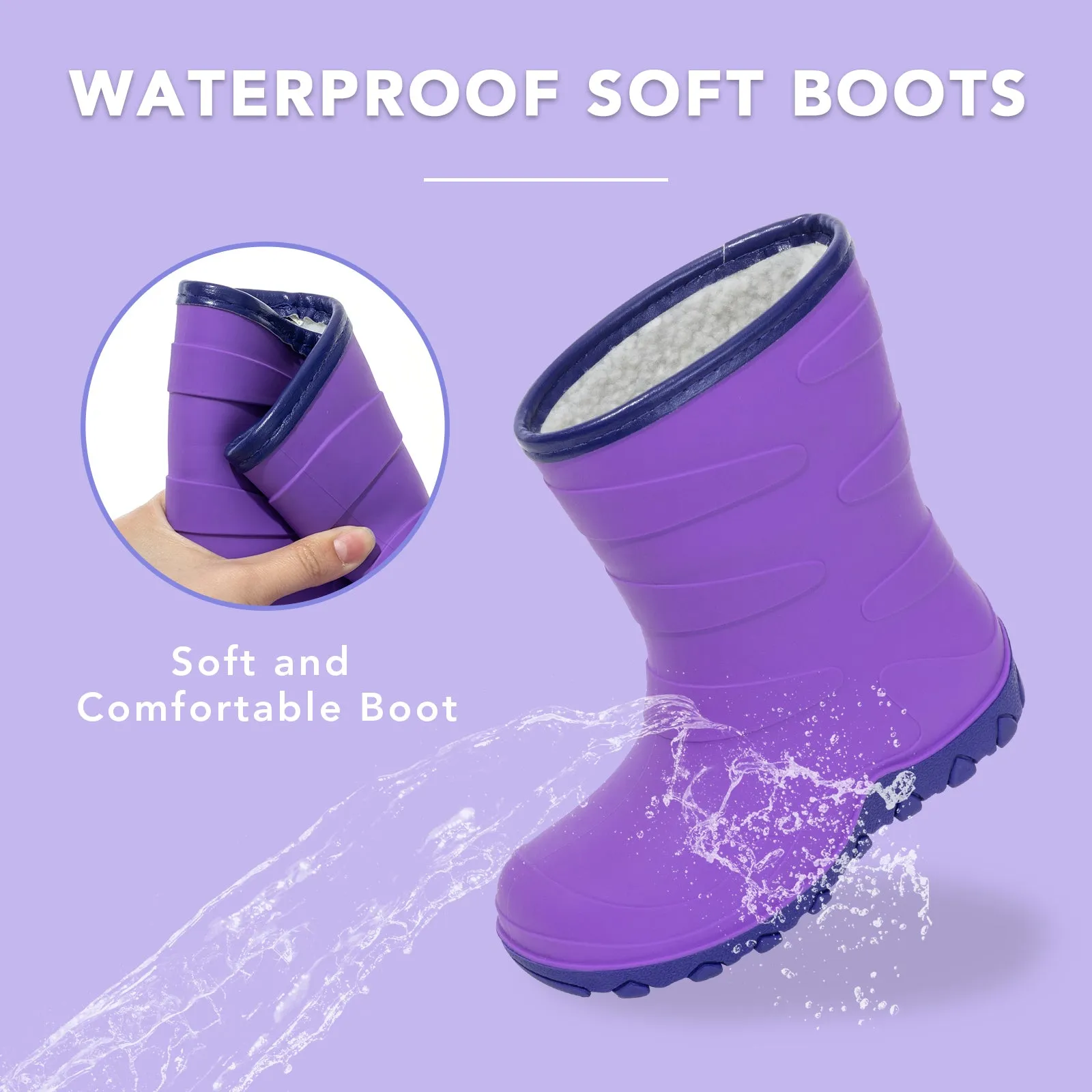 Bright Purple Girls Winter Rain Boots