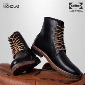 Caliber Shoes Black Lace Up Boots For Men (NICHOLAS A500G)