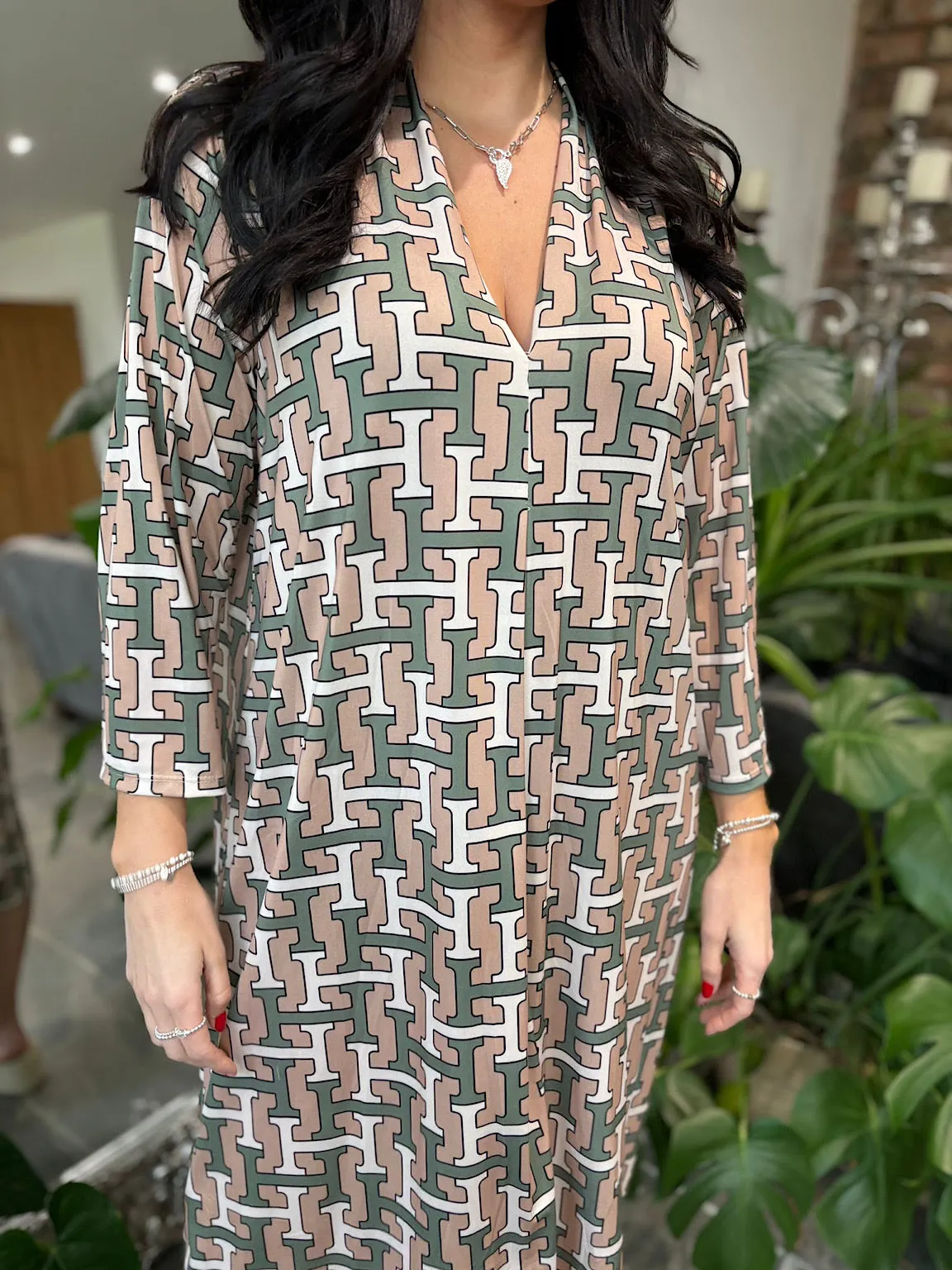 Camel Link Pattern Dress Gloria