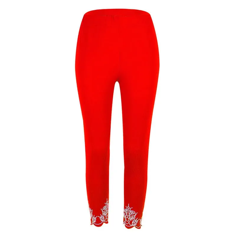 Capri Length Leggings with Decorative Cuffs