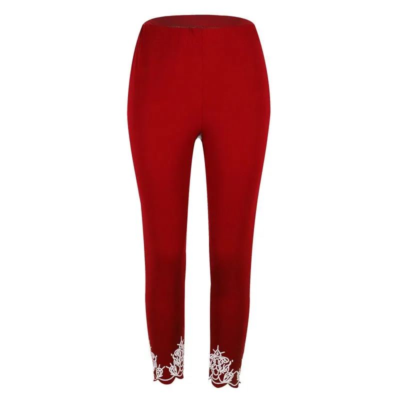 Capri Length Leggings with Decorative Cuffs