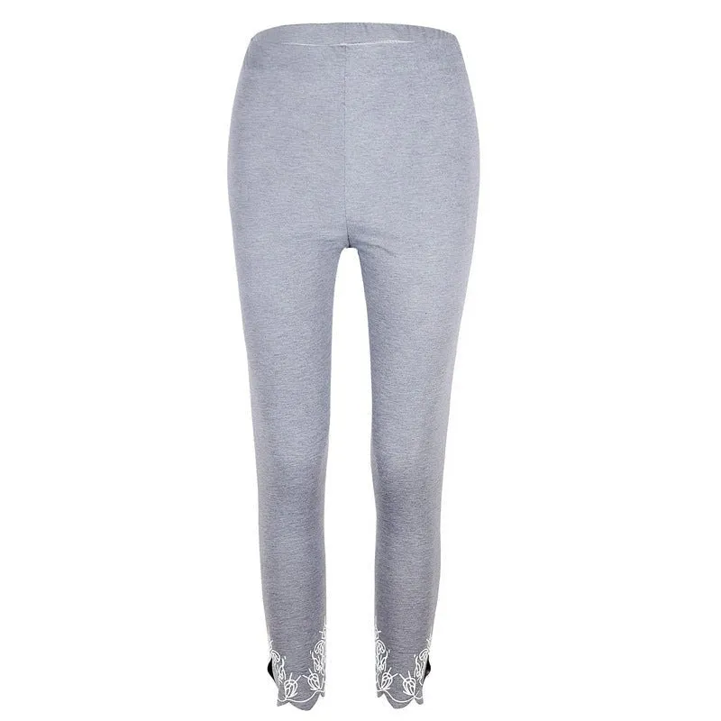 Capri Length Leggings with Decorative Cuffs