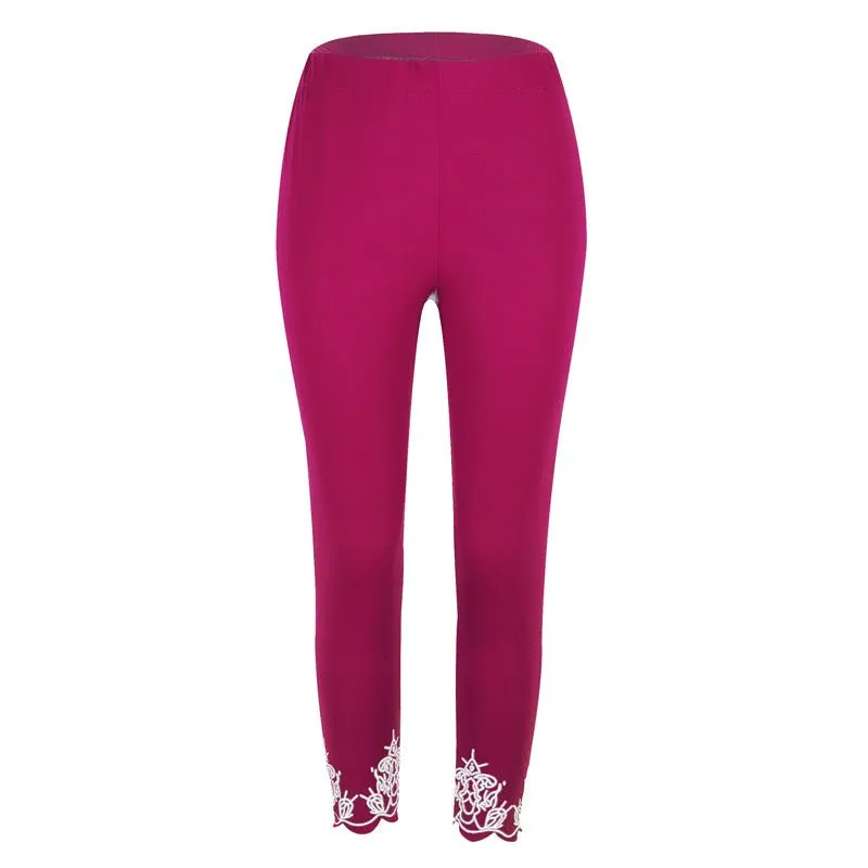 Capri Length Leggings with Decorative Cuffs
