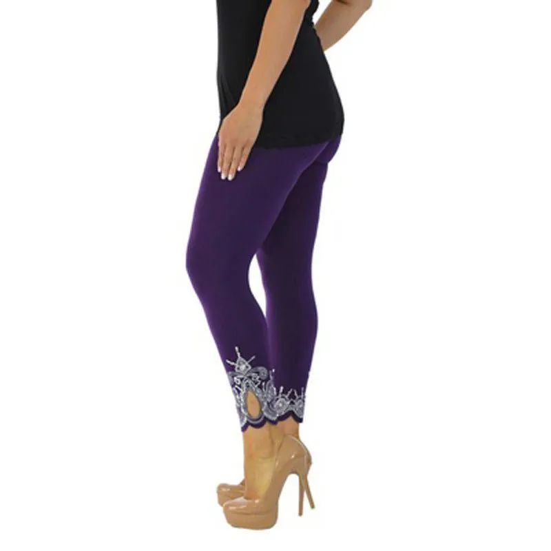 Capri Length Leggings with Decorative Cuffs