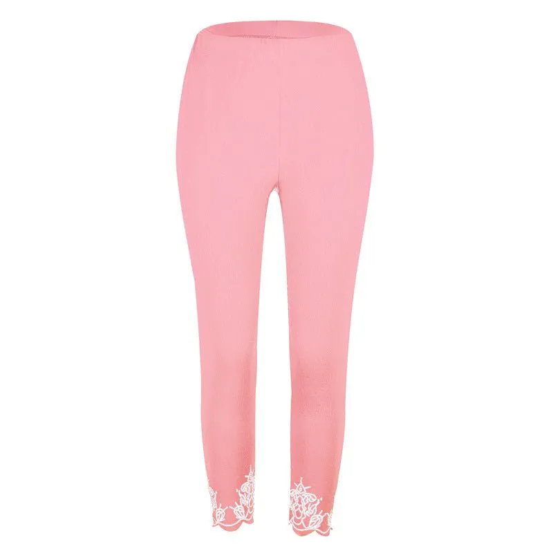 Capri Length Leggings with Decorative Cuffs