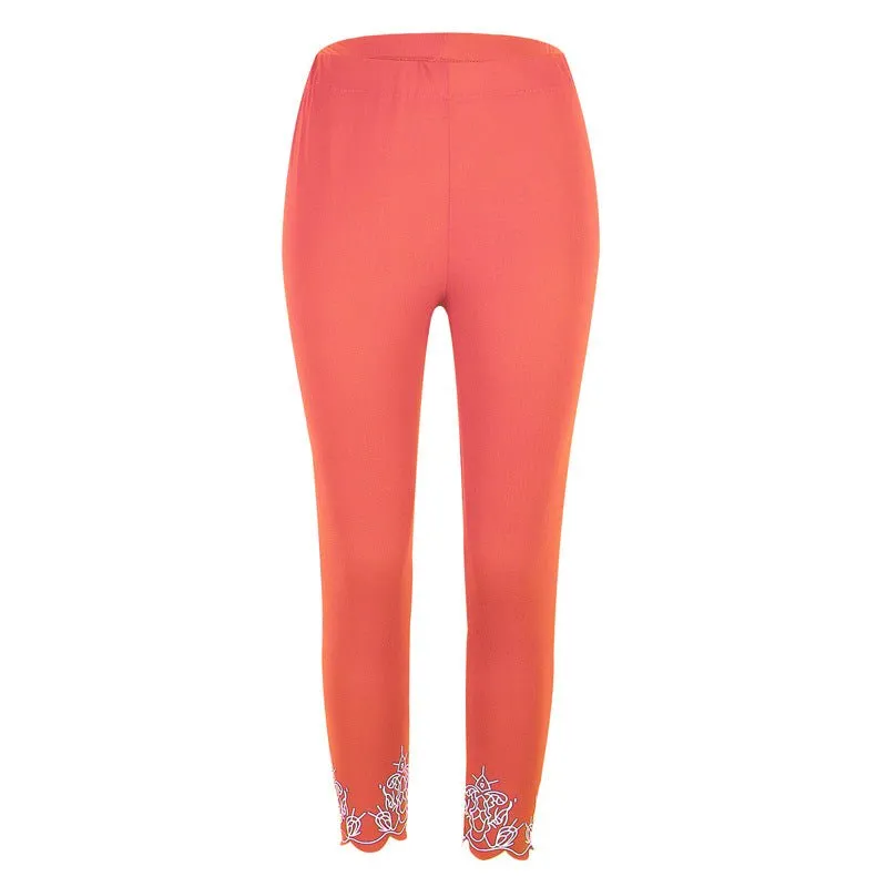 Capri Length Leggings with Decorative Cuffs