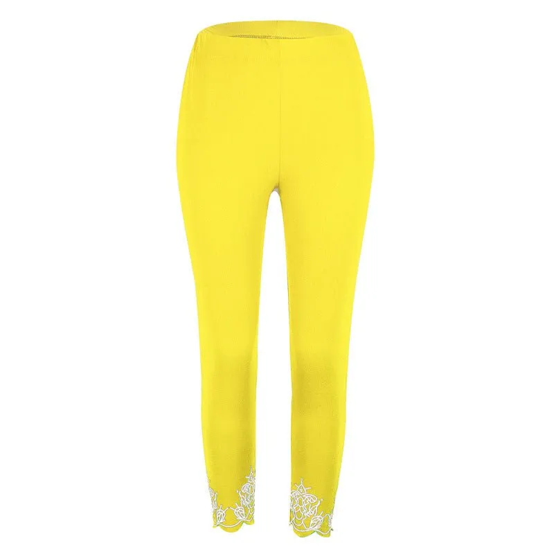 Capri Length Leggings with Decorative Cuffs