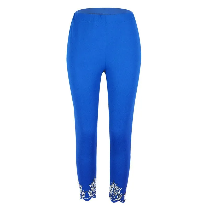 Capri Length Leggings with Decorative Cuffs