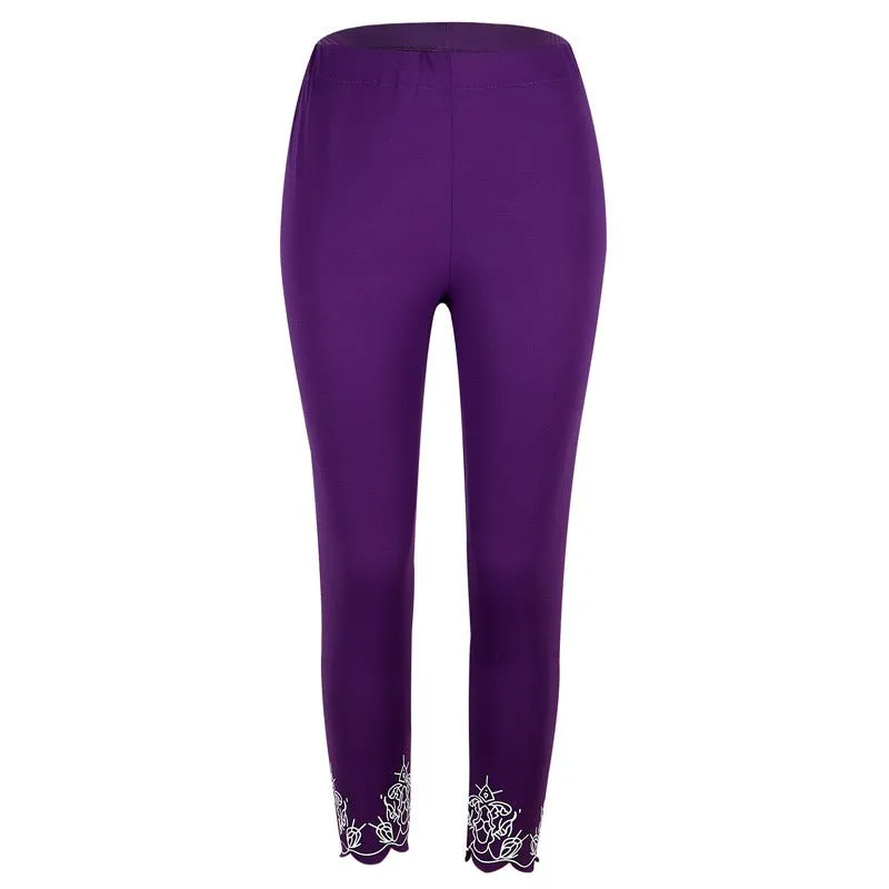 Capri Length Leggings with Decorative Cuffs