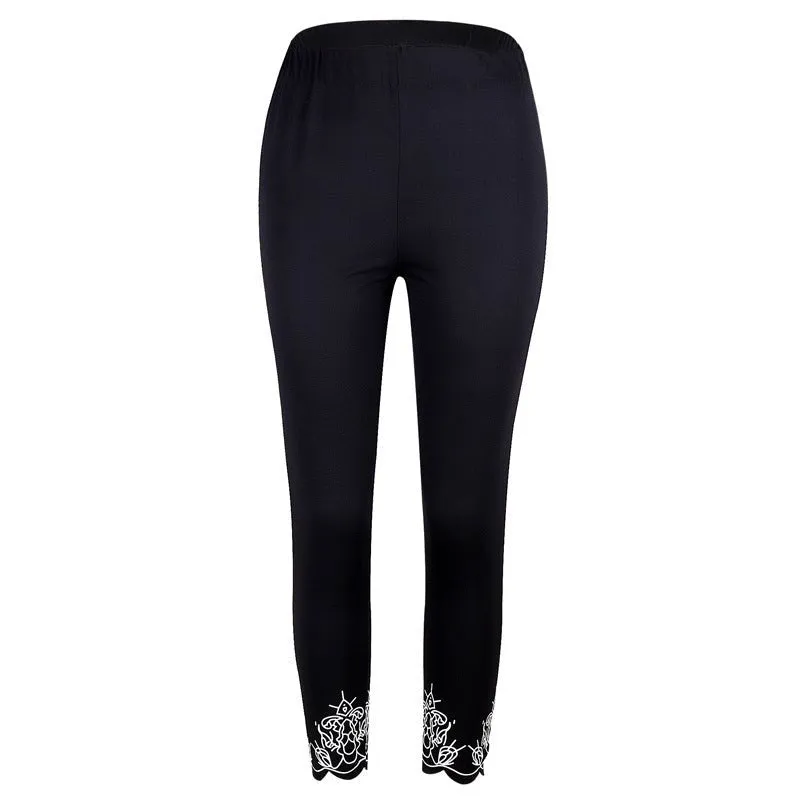 Capri Length Leggings with Decorative Cuffs