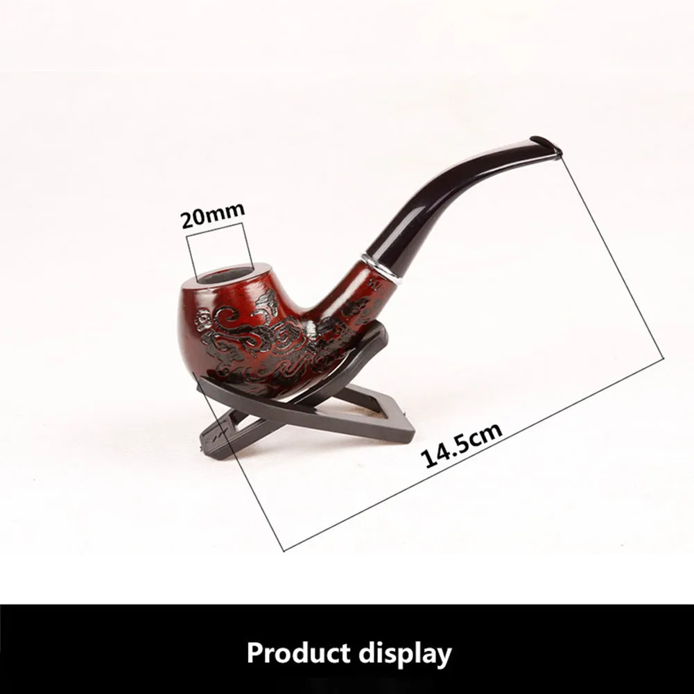 Chic Carve Patterns Wooden Pipe Smoking Nicotiana Herb Pipe - Red
