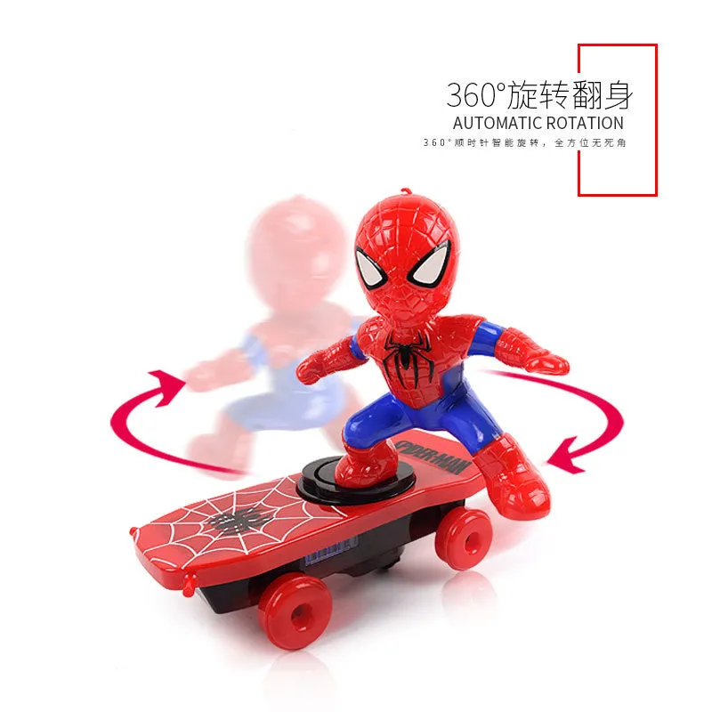 Children Cartoon Movie Figure Simulation Scooter Electric Rotating Tumble Toys Captain America scooter