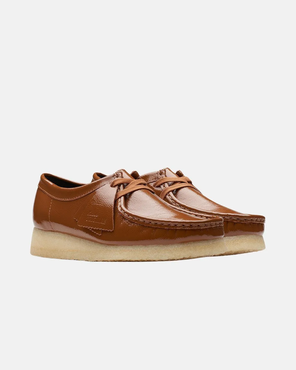 CLARKS ORIGINALS WOMENS WALLABEE SHOES DUSK BROWN PATENT
