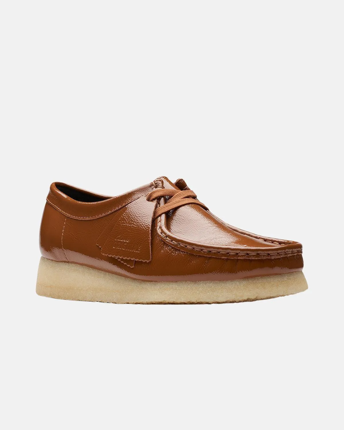 CLARKS ORIGINALS WOMENS WALLABEE SHOES DUSK BROWN PATENT
